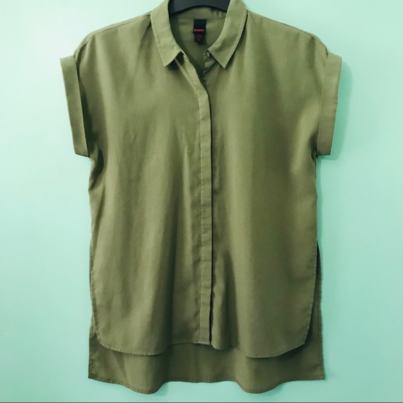 BONGO Cropped Sleeve Button Up - Picture 1 of 2